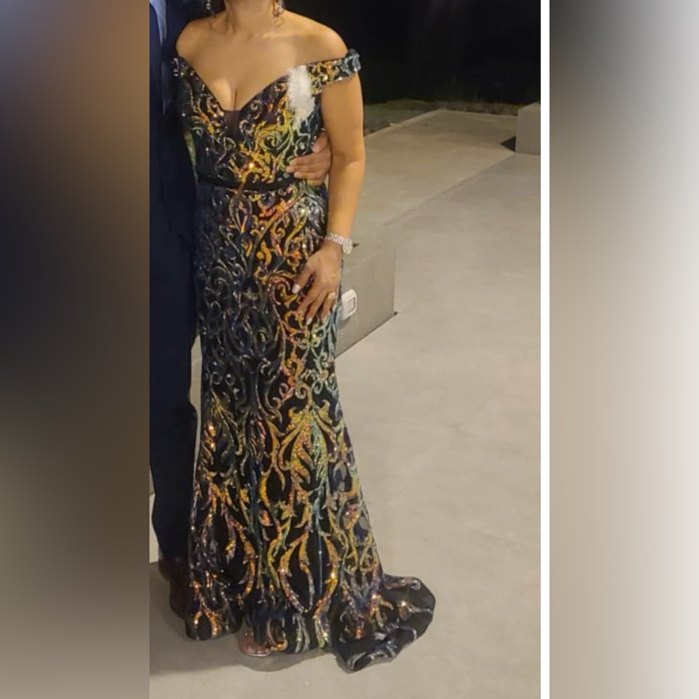 Cinderella divine Embroidered multicolored sequins gown  dress sz10(fit sz8)